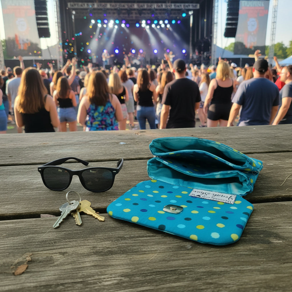 Blue multi-color dots concert wallet