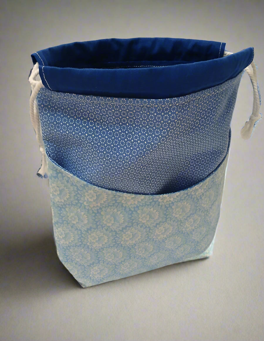 Blue drawstring pouch