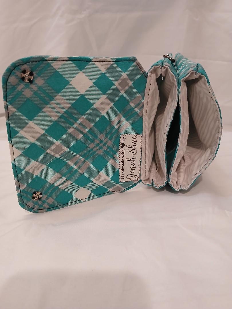 Teal Plaid Crossbody wallet