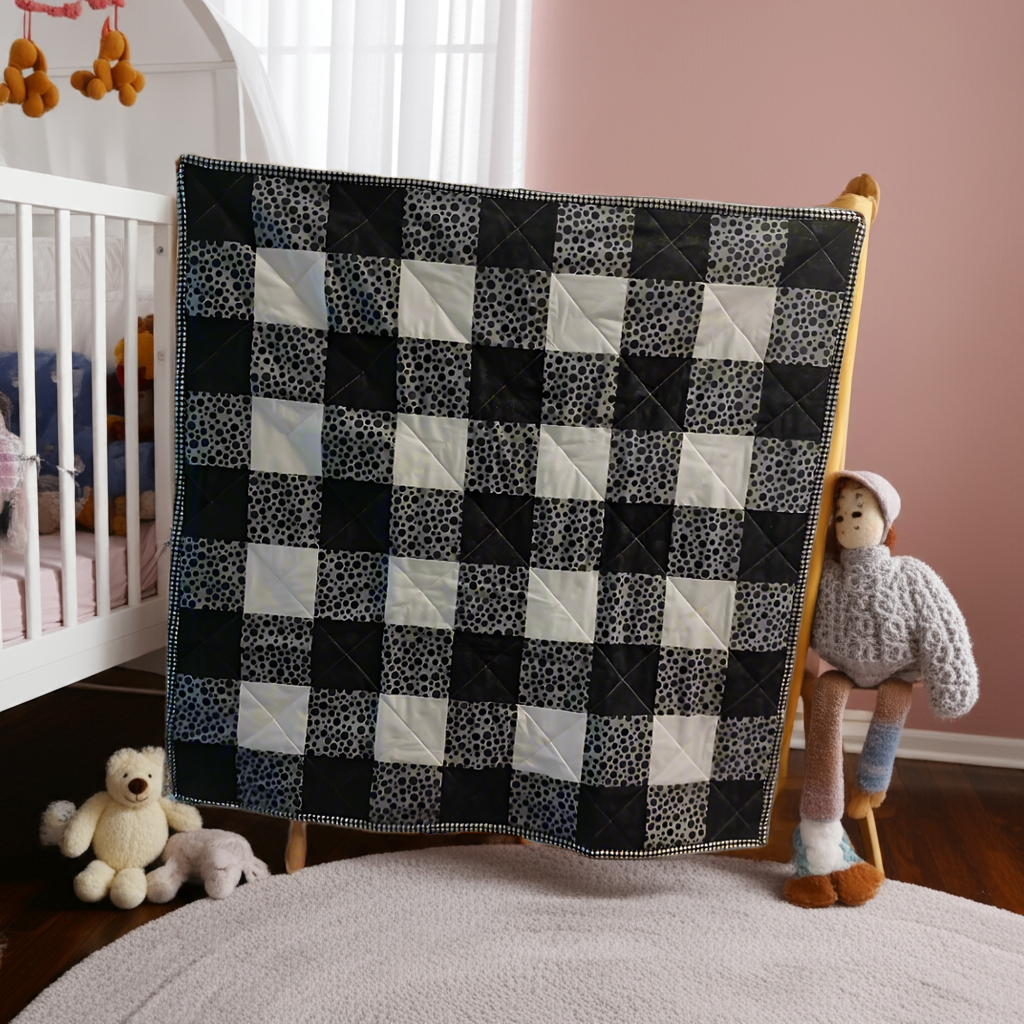 Black gingham baby blanket
