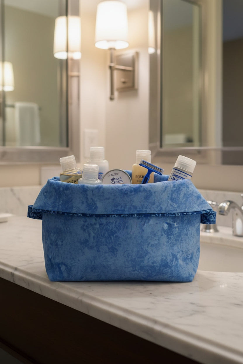 Shades of blue toiletry bag