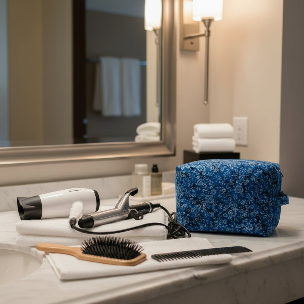 Shades of blue toiletry bag