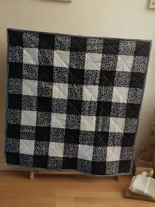 Black gingham baby blanket