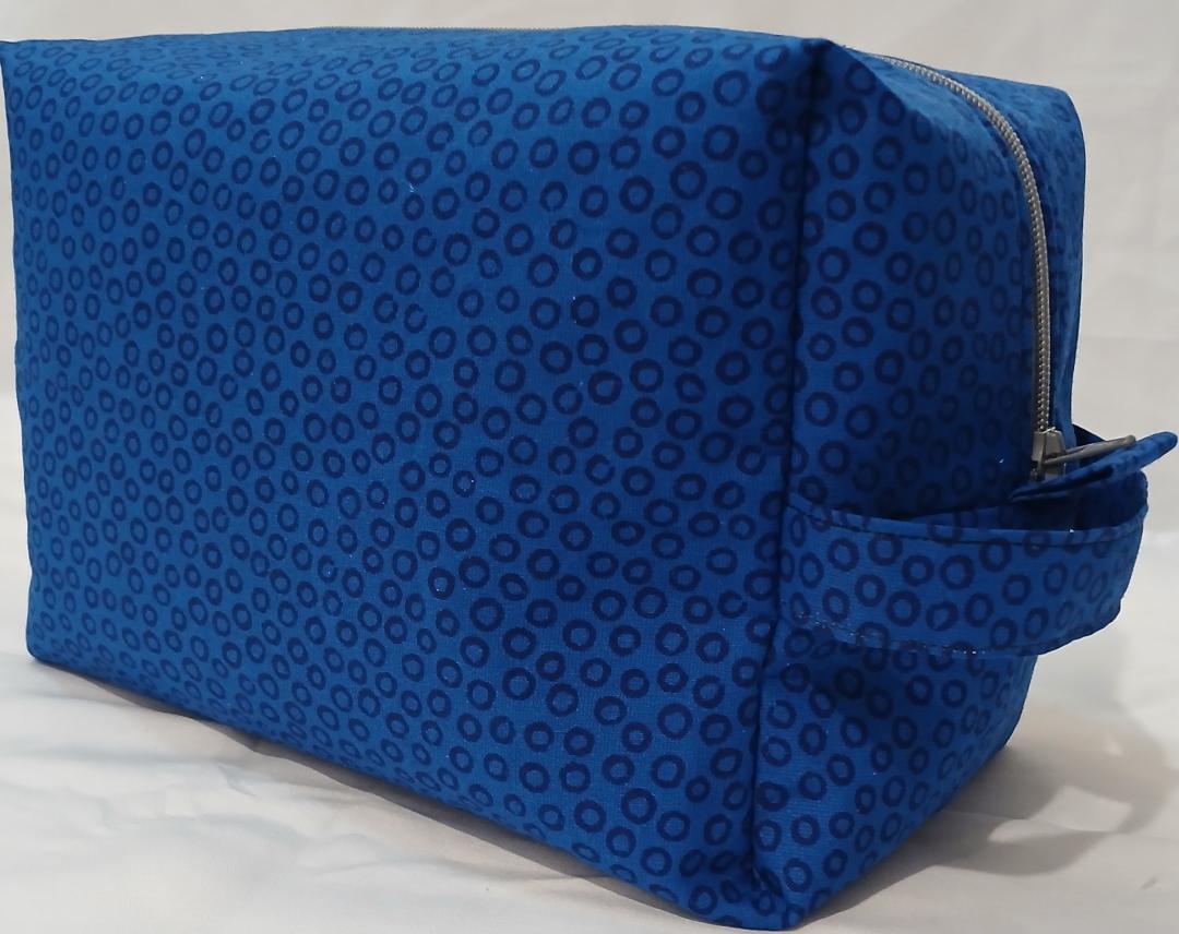 Toiletry bag, blue and grey