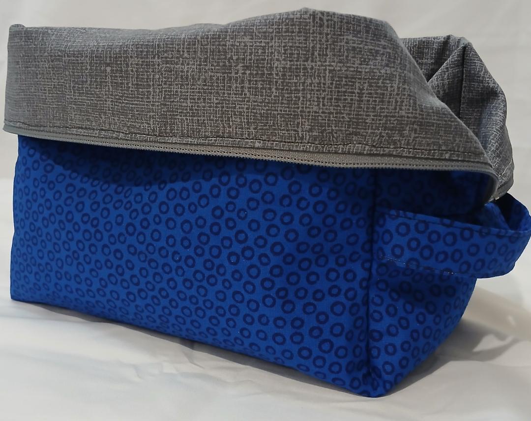 Toiletry bag, blue and grey