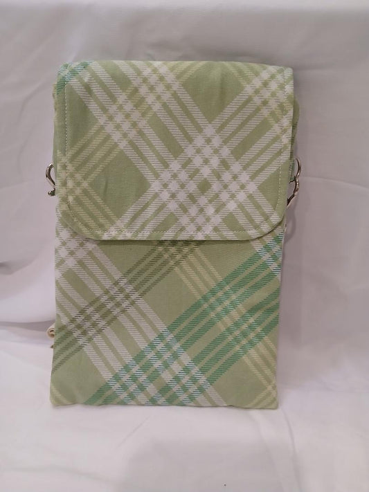 Green Plaid Crossbody Wallet