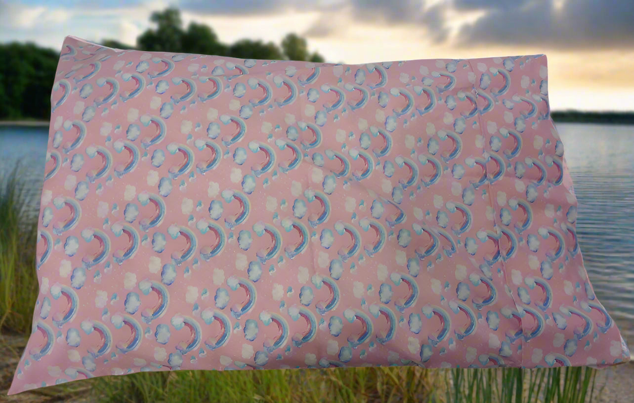 Pillowcase Pair Rainbows/Pink